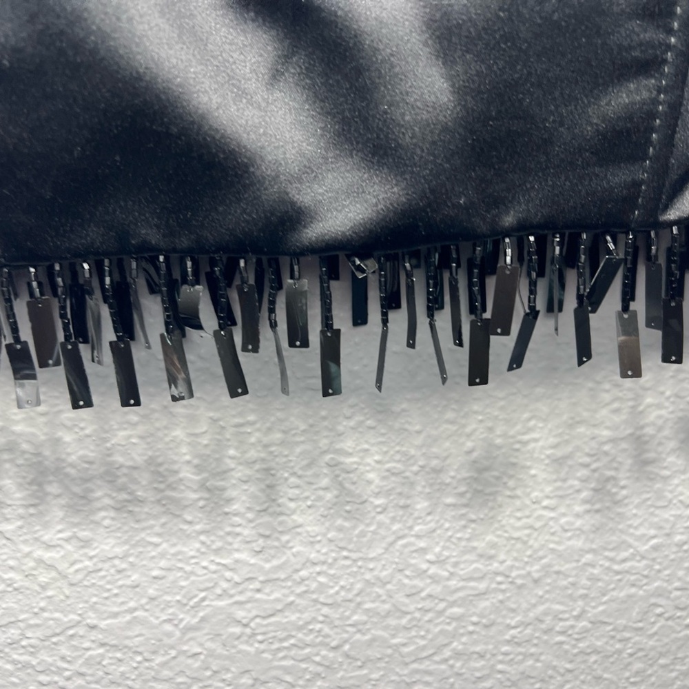 Vintage Y2K Jessica McClintock Millennium 2000 Black strapless fringe crop top - Picture 13 of 16